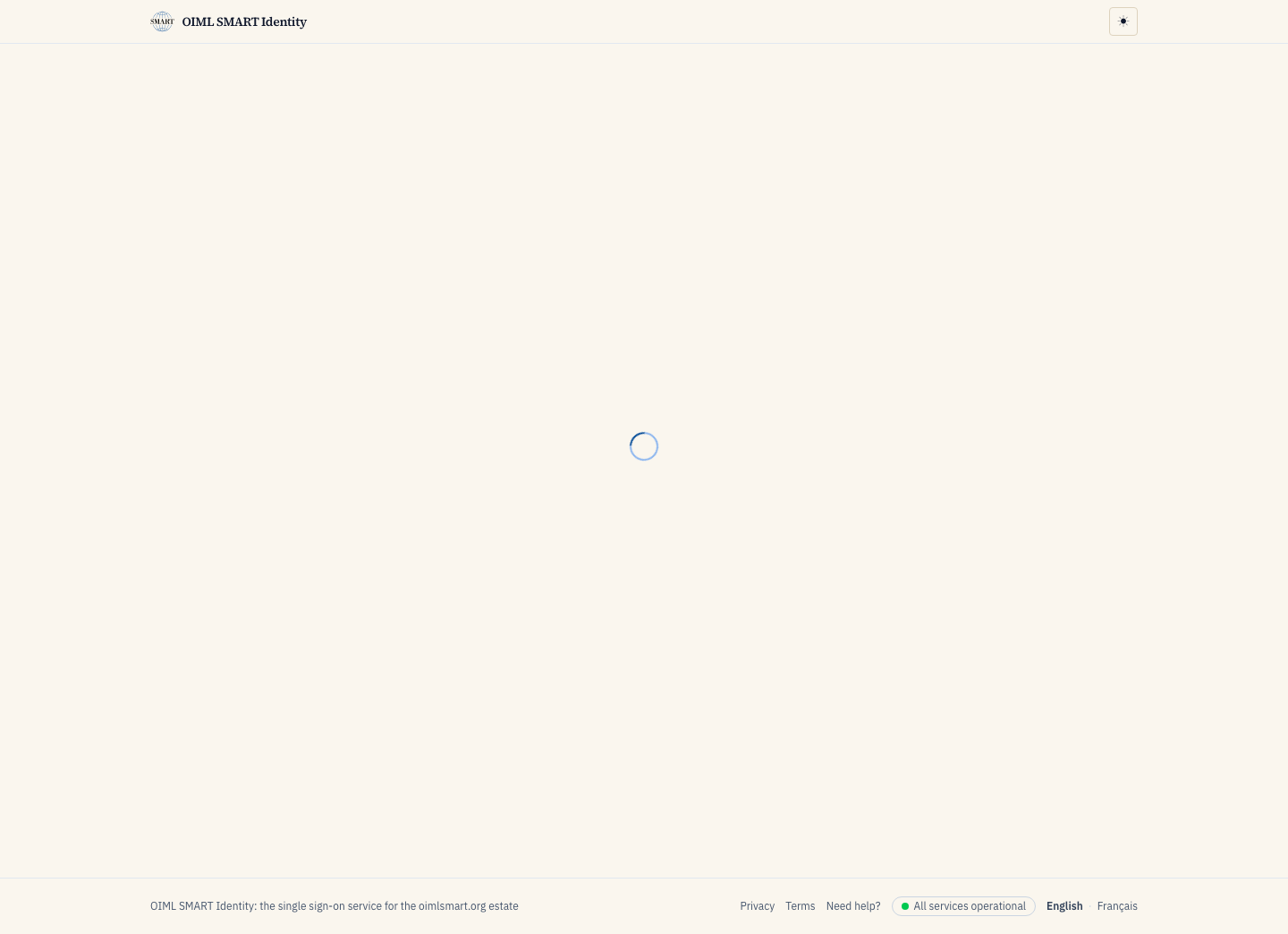 The identity service's join flow: accounts per organization, the OIML member directory selectable.